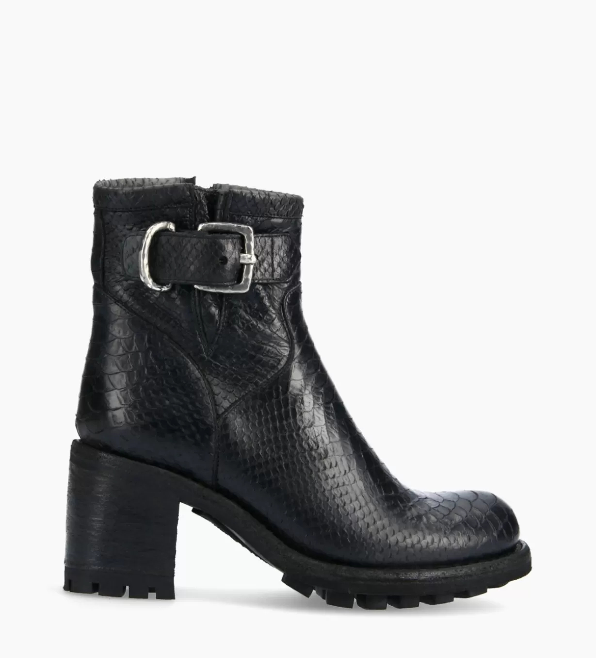 FREE LANCE Paris Boot biker à boucle - Justy 70 - Cuir lavé embossé python -* Boots - Bottines | Boots - Bottines