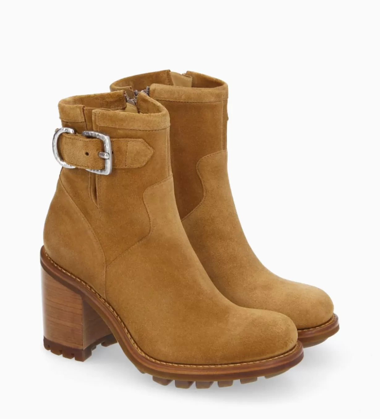 FREE LANCE Paris Boot biker à boucle - Justy 90 - Cuir velours -* Boots - Bottines | Boots - Bottines