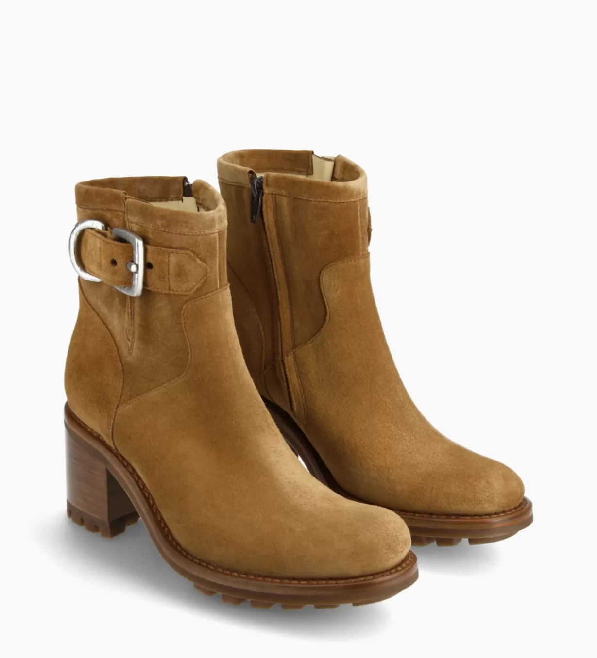 FREE LANCE Paris Boot biker à boucle - Justy 70 - Cuir velours -* Boots - Bottines | Boots - Bottines