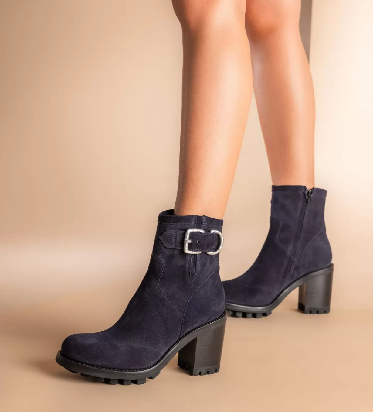 FREE LANCE Paris Boot biker à boucle - Justy 90 - Cuir velours -* Boots - Bottines | Boots - Bottines