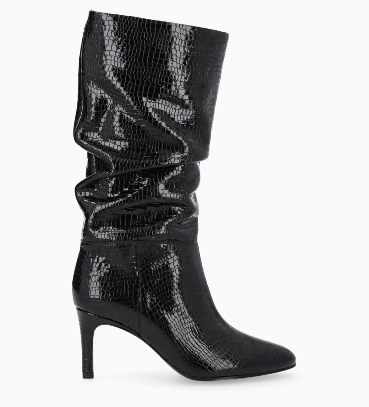 FREE LANCE Paris Botte à talon - Céleste 65 - Cuir imprimé serpent verni -* Bottes | Bottes