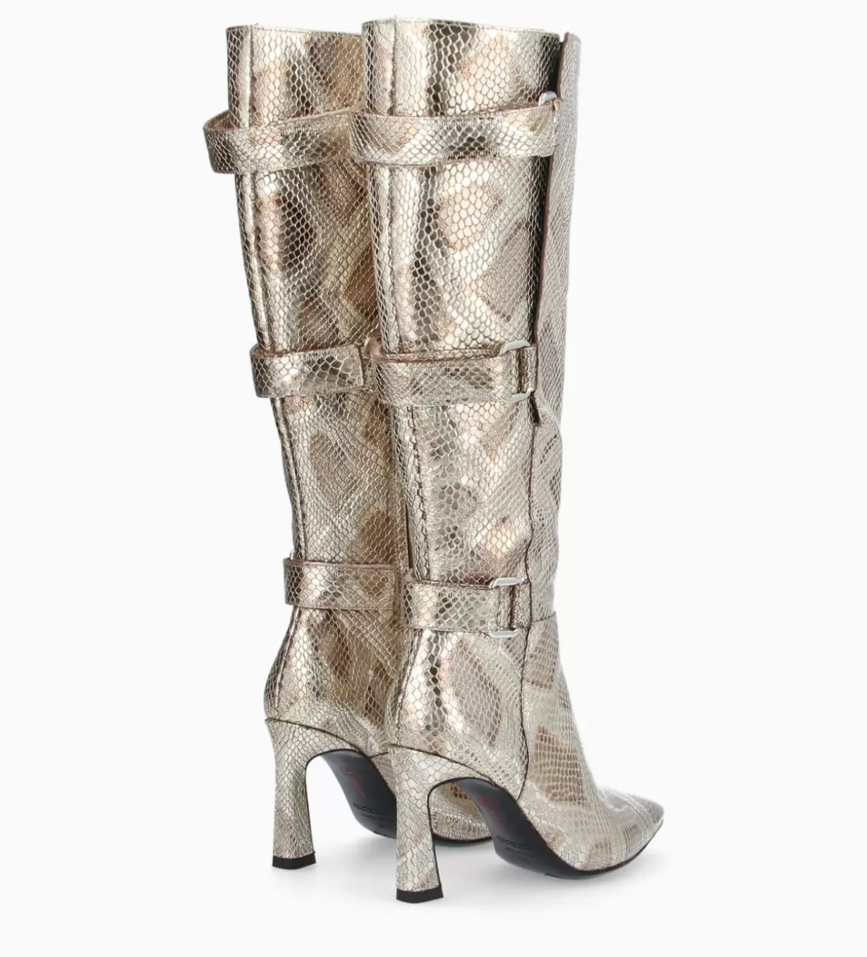 FREE LANCE Paris Botte à talon avec boucles - Cathy 85 - Cuir imprimé serpent -* Bottes | Bottes