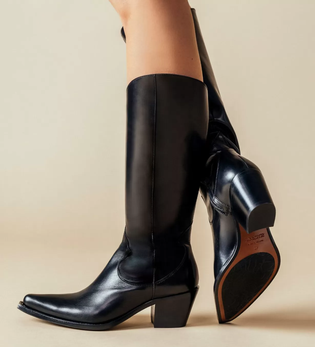 FREE LANCE Paris Botte western à talon - Ruby 50 - Cuir de veau lisse brillant -* Bottes | Bottes