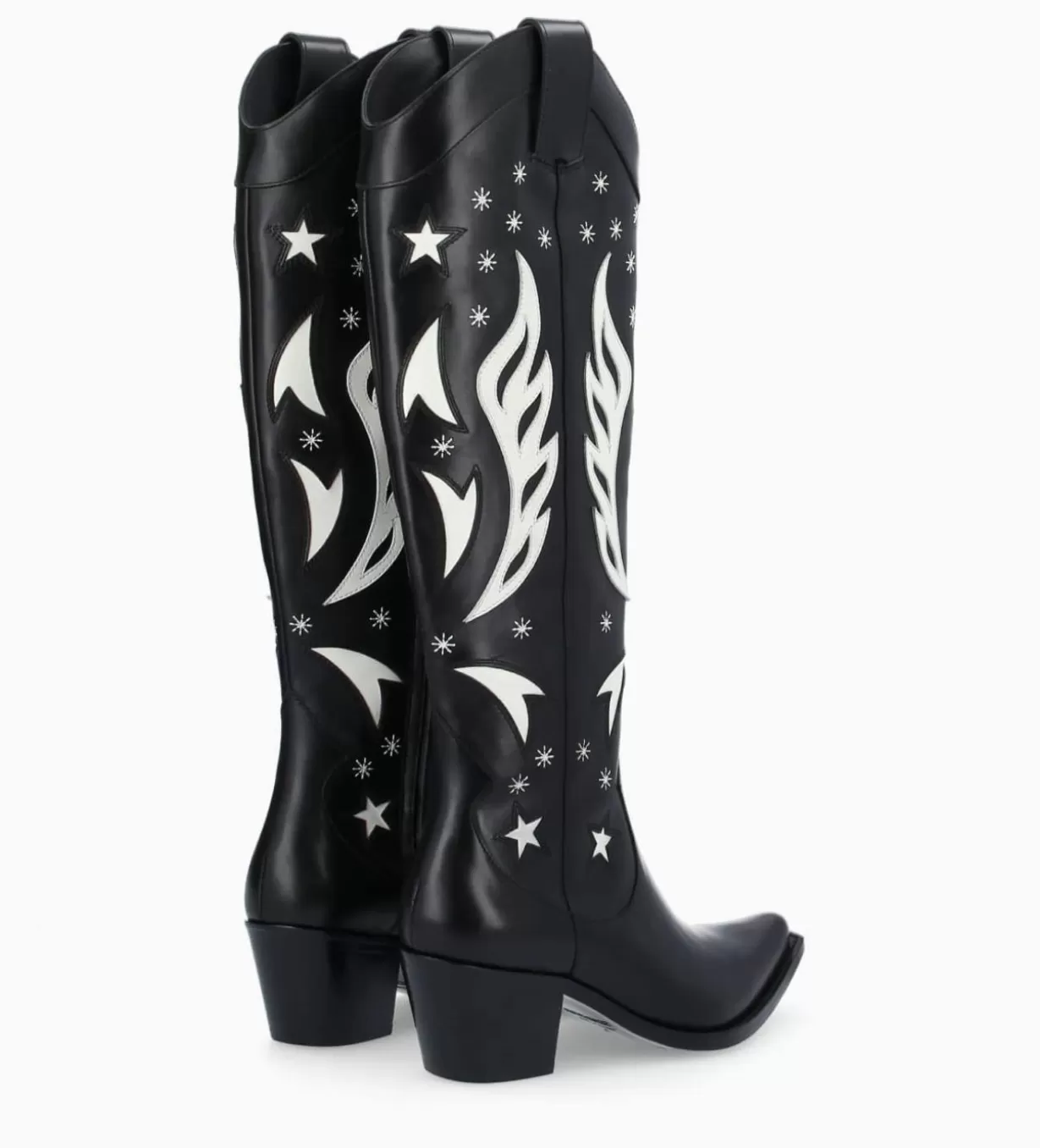 FREE LANCE Paris Botte western à talon brodée - Tina 50 - Cuir de veau lisse brillant -* Bottes | Santiags