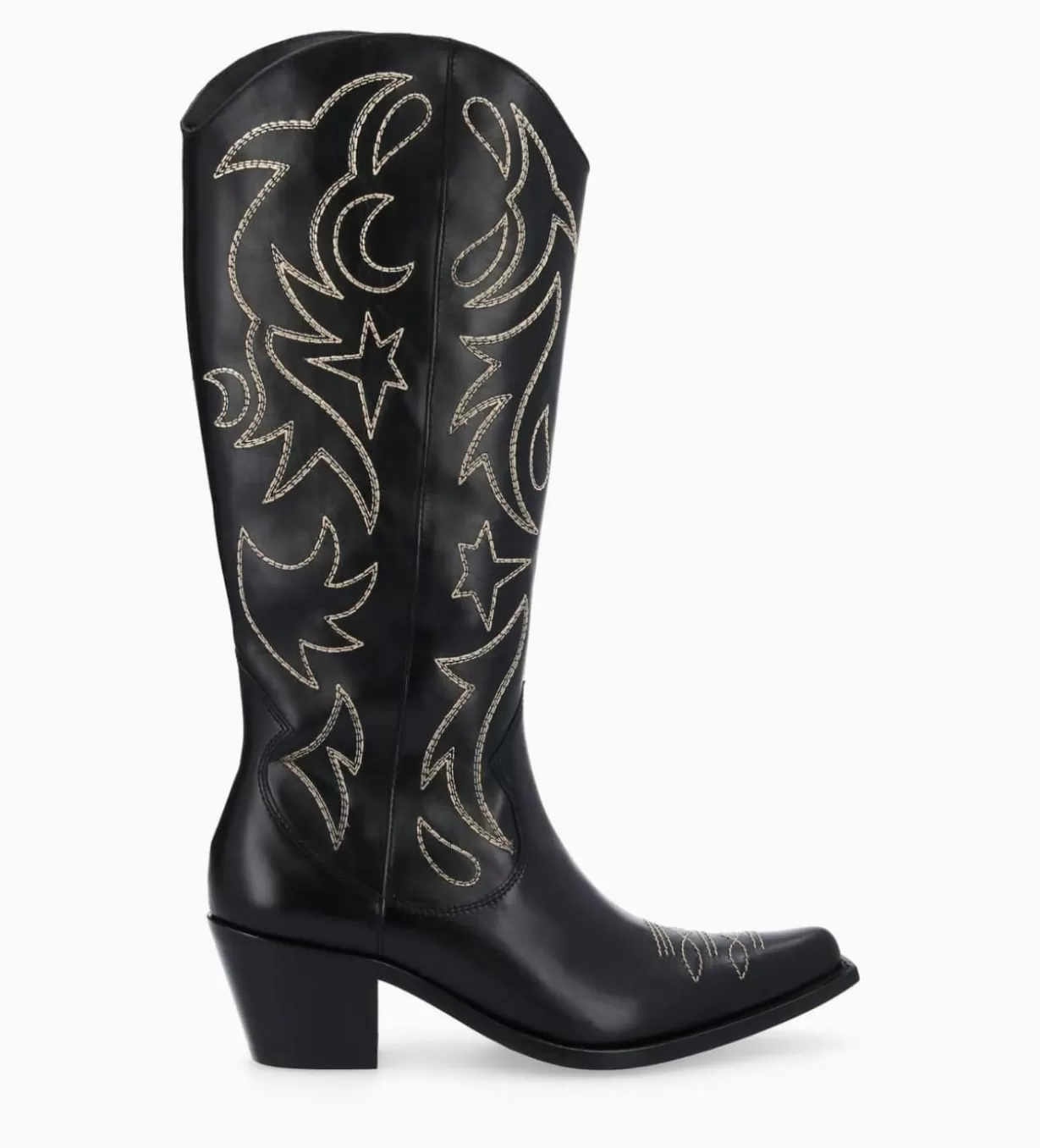 FREE LANCE Paris Botte western brodée à talon - Ruby 50 - Cuir de veau lisse brillant -* Bottes | Bottes