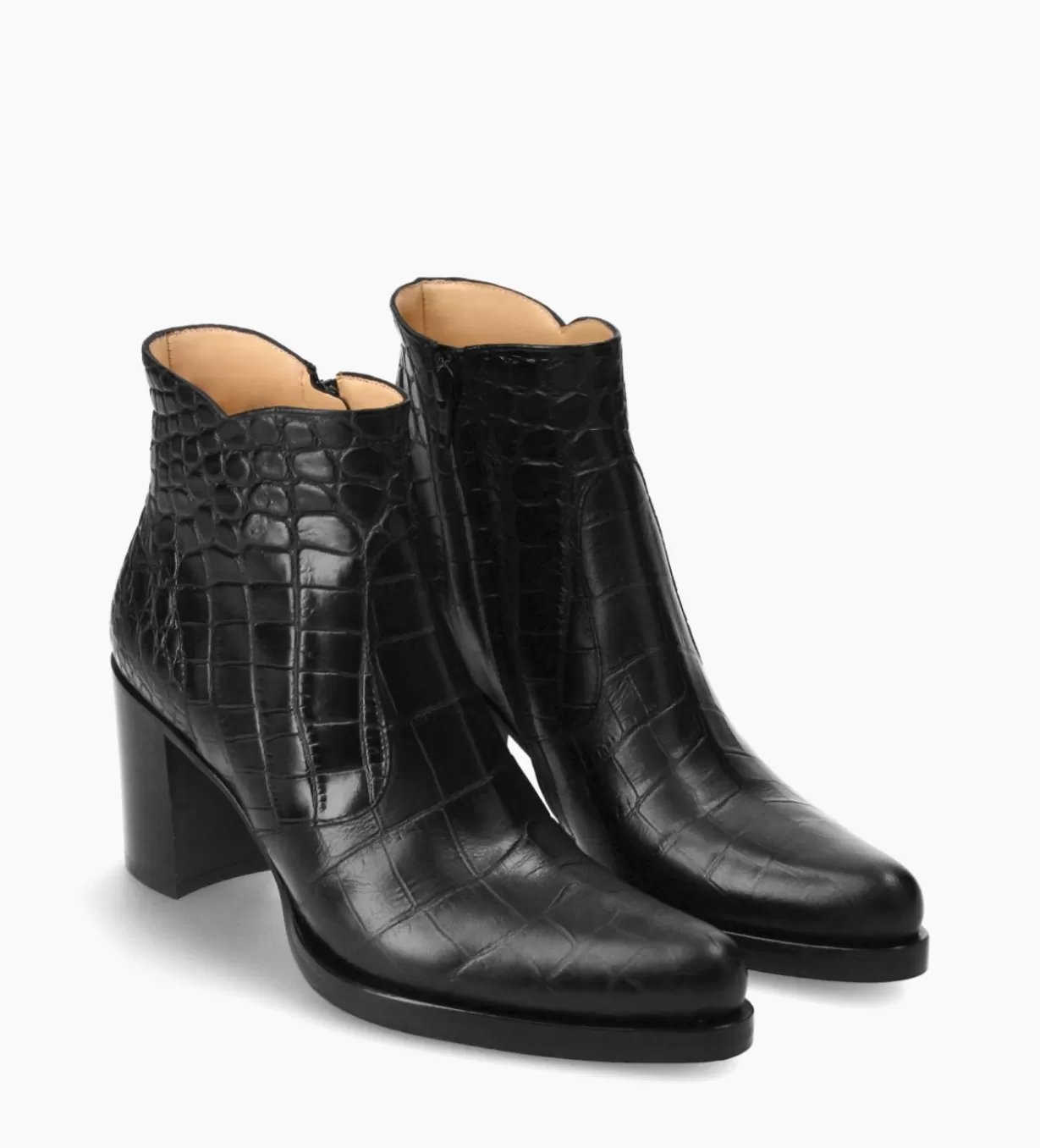 FREE LANCE Paris Bottine à talon à zip - Paddy 70 - Cuir embossé croco -* Boots - Bottines | Boots - Bottines