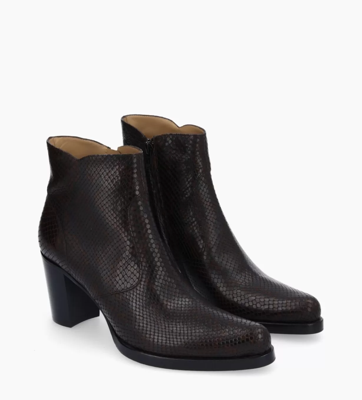 FREE LANCE Paris Bottine à talon à zip - Paddy 70 - Cuir imprimé serpent -* Boots - Bottines | Boots - Bottines