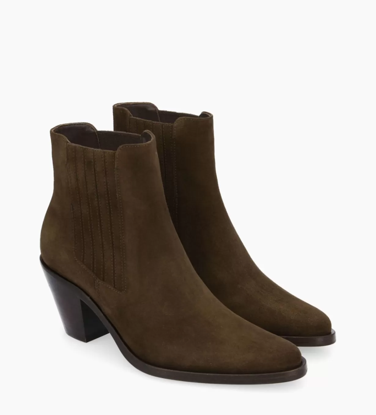 FREE LANCE Paris Bottine chelsea à talon - Jane 70 - Cuir velours - Marron foncé* Boots - Bottines | Boots - Bottines