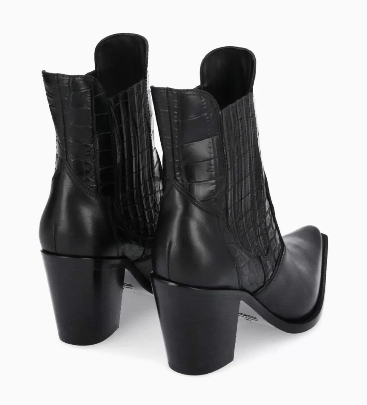 FREE LANCE Paris Bottine chelsea à talon - Sandy 80 - Cuir imprimé crocodile/Cuir lisse brillant -* Boots - Bottines | Santiags