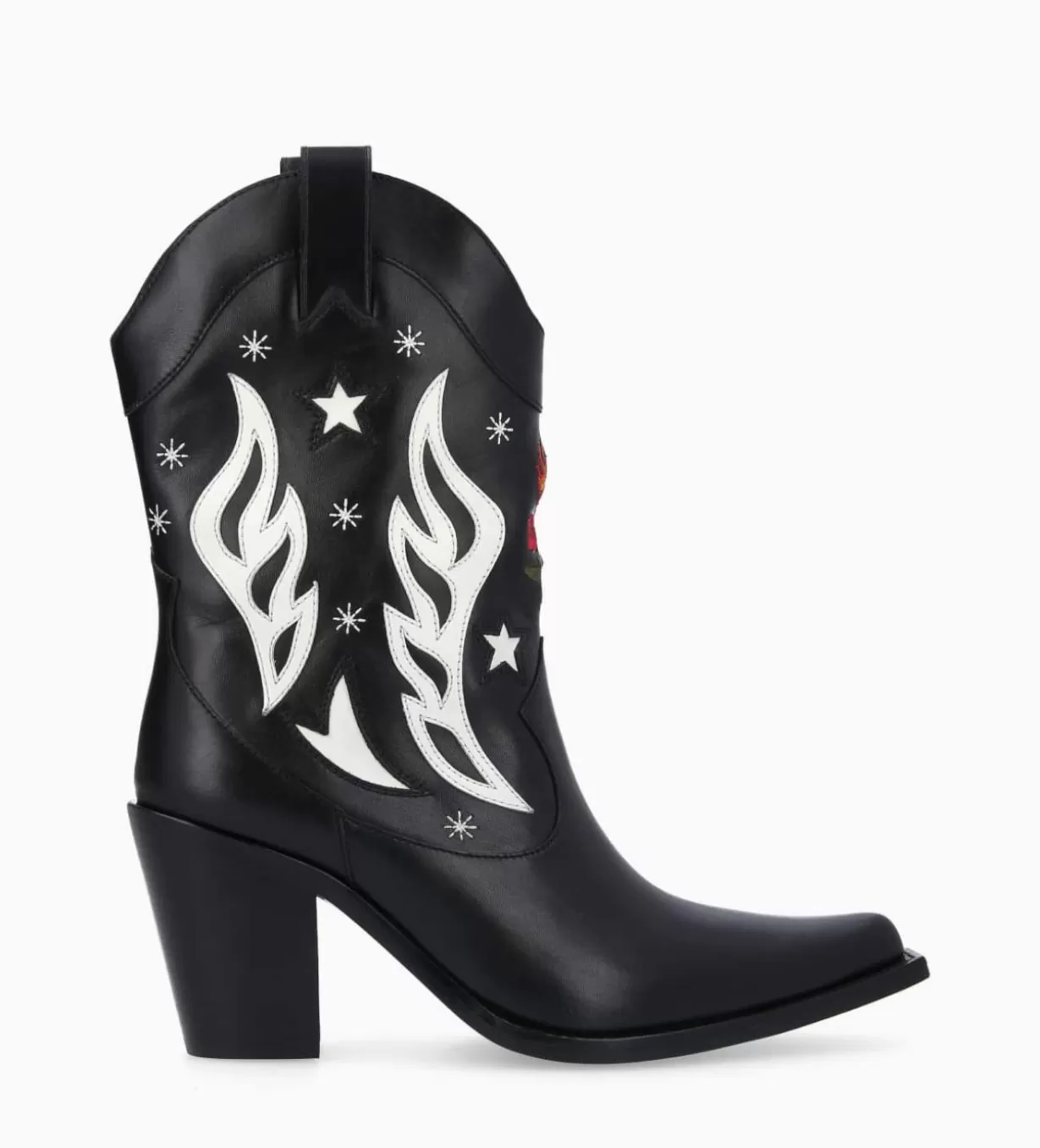 FREE LANCE Paris Bottine western à talon brodée - Tippi 80 - Cuir de veau lisse brillant -* Boots - Bottines | Boots - Bottines