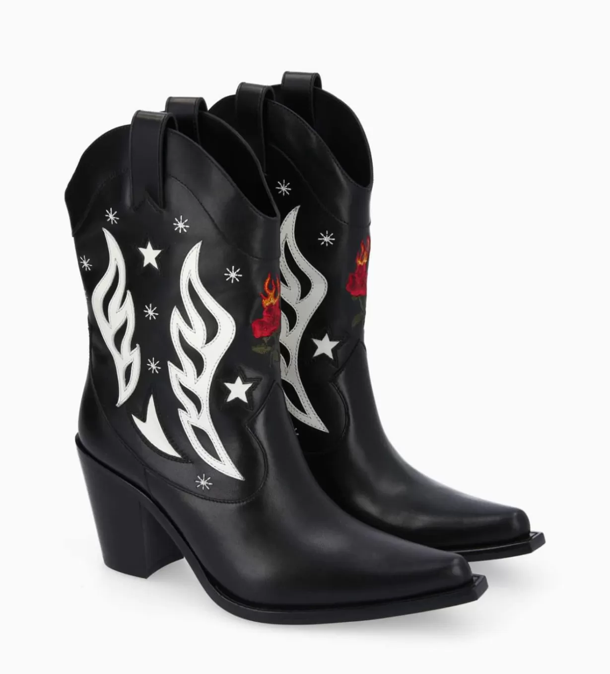 FREE LANCE Paris Bottine western à talon brodée - Tippi 80 - Cuir de veau lisse brillant -* Boots - Bottines | Boots - Bottines