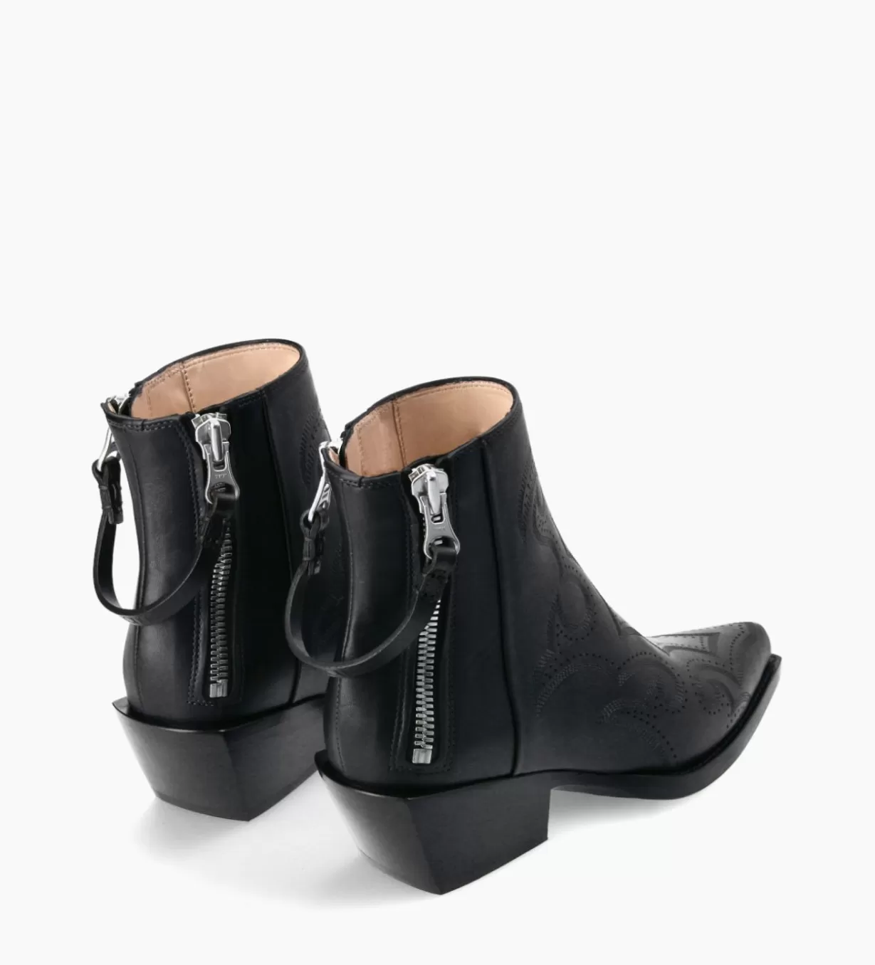 FREE LANCE Paris Bottine Western brodée - Calamity 40 - Cuir de veau lisse mat -* Boots - Bottines | Boots - Bottines