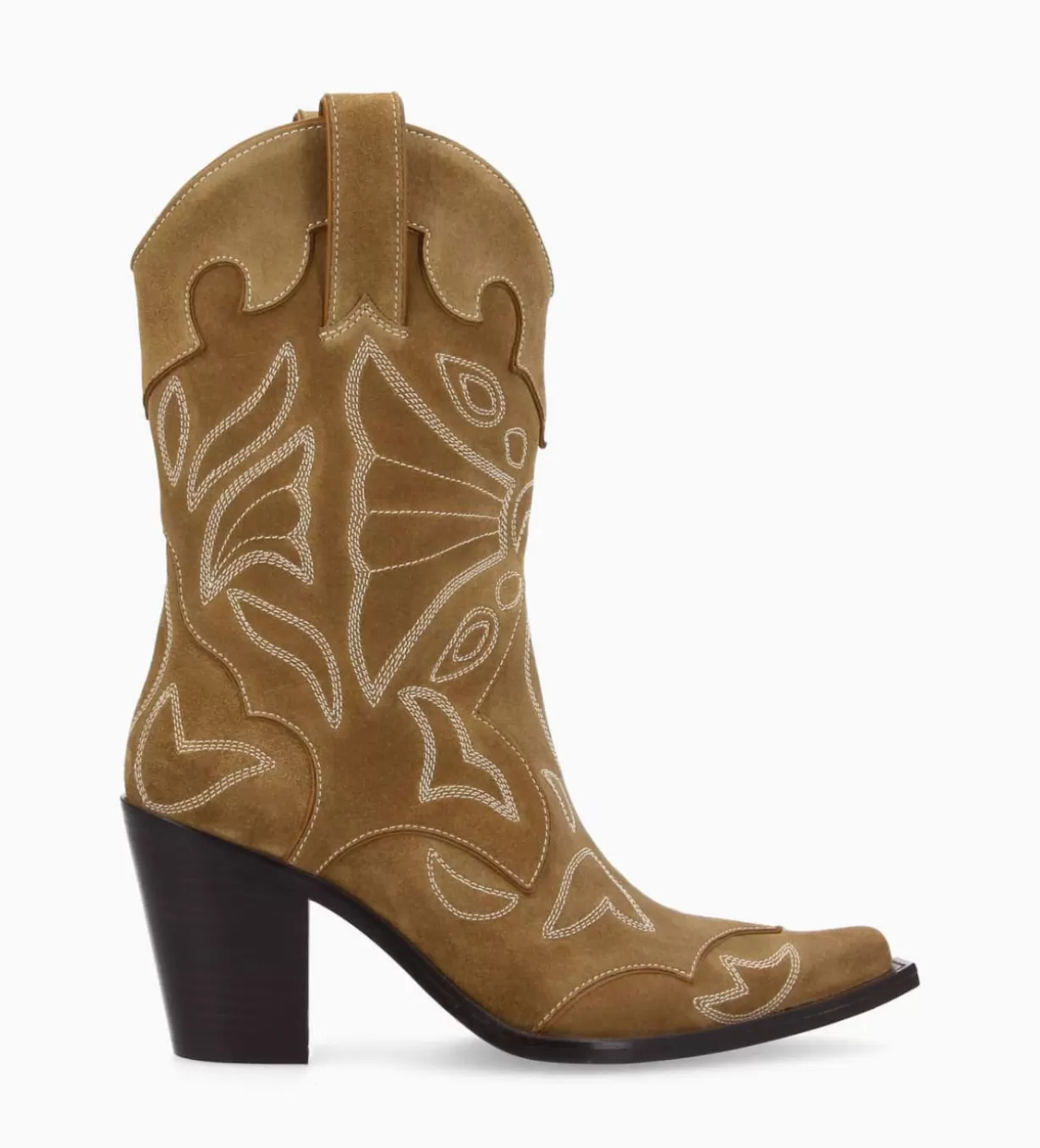 FREE LANCE Paris Bottine western brodée à talon - Andrea 80 - Cuir velours -* Boots - Bottines | Boots - Bottines