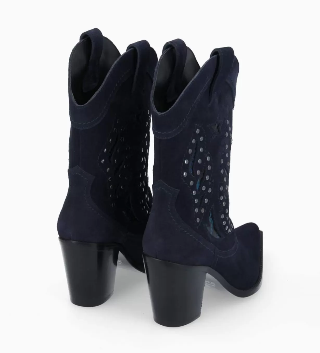 FREE LANCE Paris Bottine western brodée à talon avec clous - Tippi 80 - Cuir velours/Cuir imprimé serpent -* Boots - Bottines | Santiags