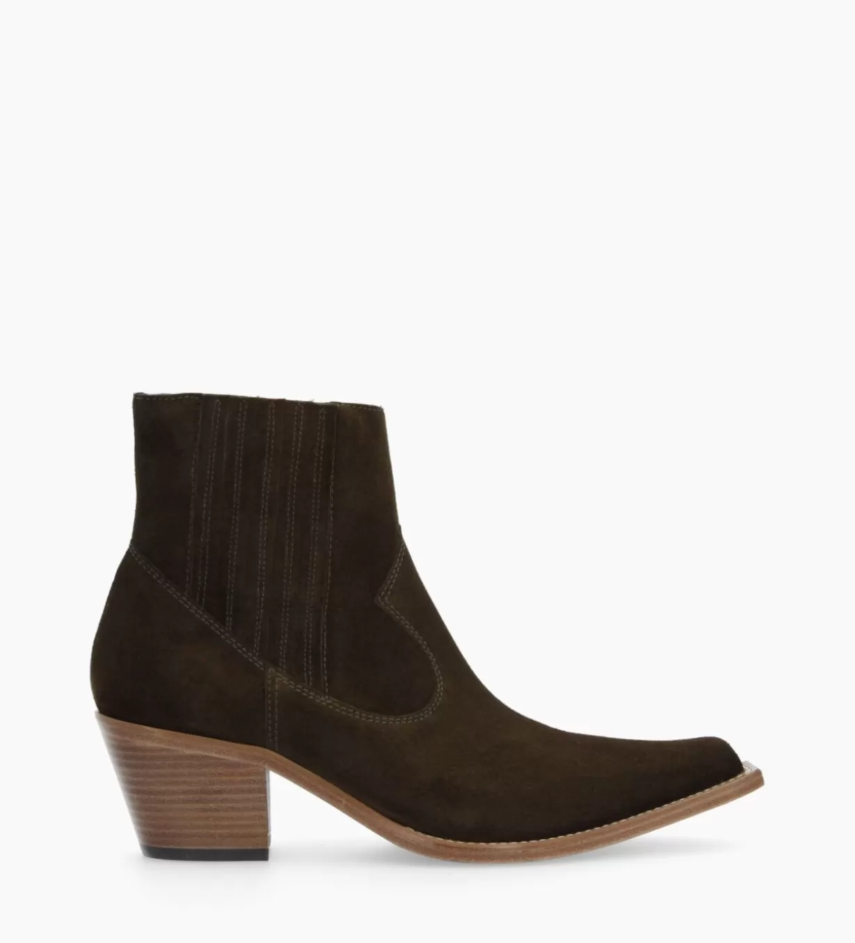 FREE LANCE Paris Bottine western chelsea - Sibelle 50 - Cuir velours - Vert olive* Boots - Bottines