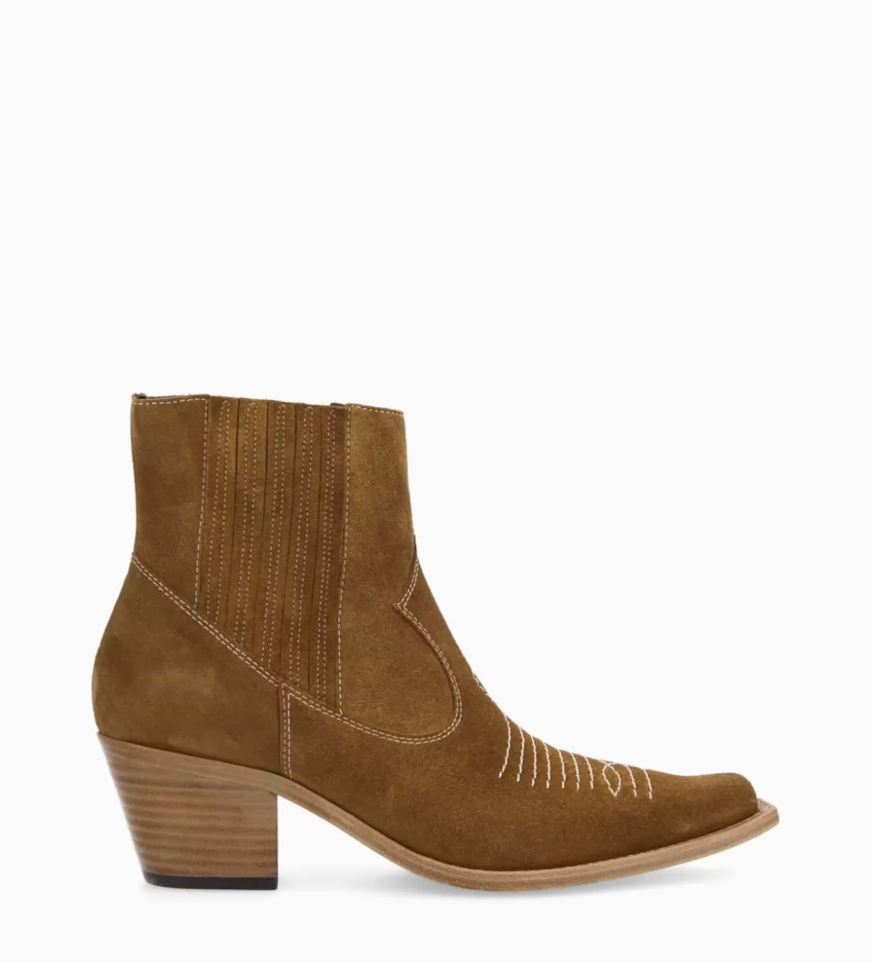 FREE LANCE Paris Bottine western chelsea brodée à talon - Simone 50 - Cuir velours -* Boots - Bottines | Boots - Bottines