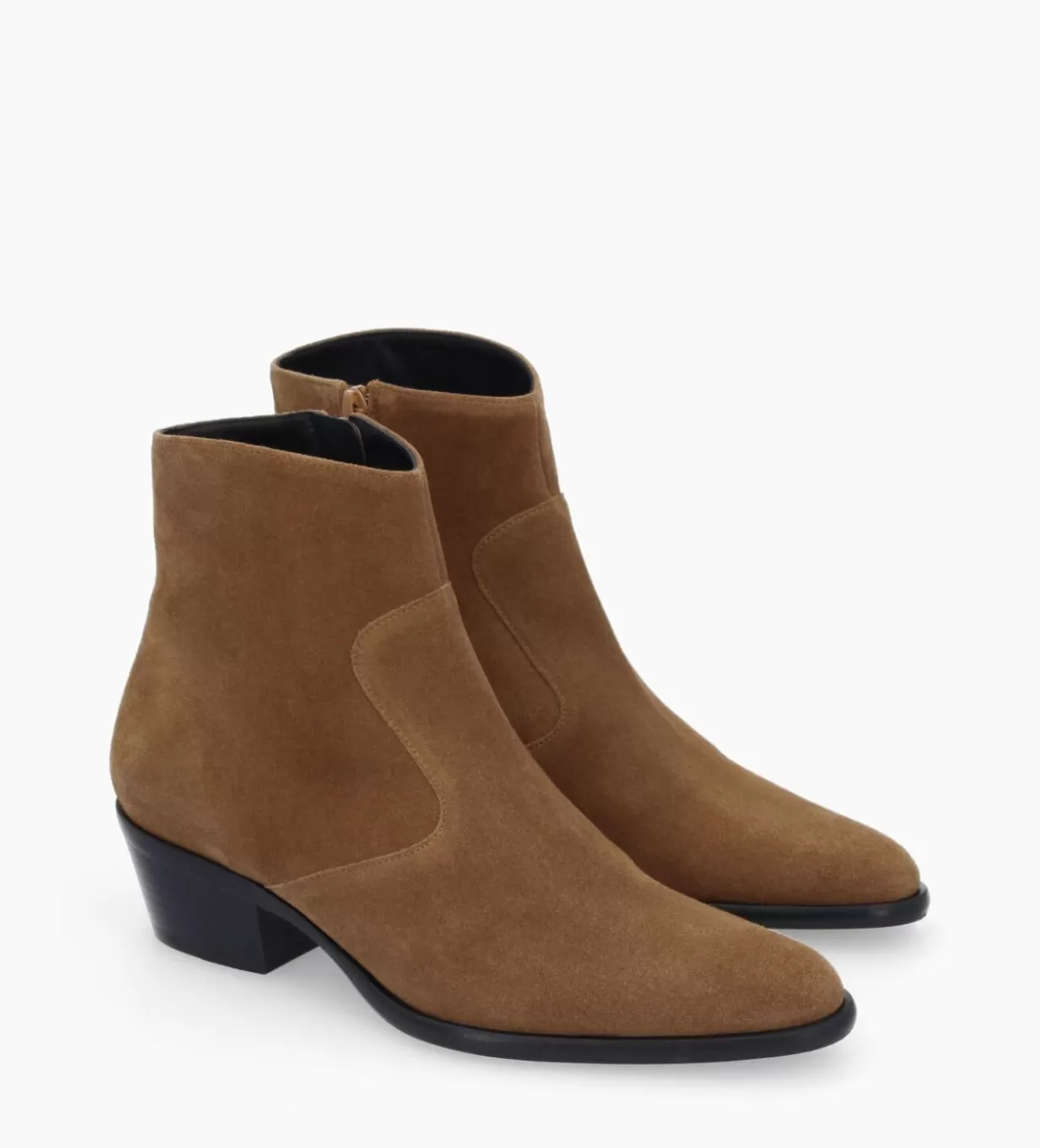 FREE LANCE Paris Bottine western zippée à talon - Jane 5 - Cuir velours -* Boots - Bottines