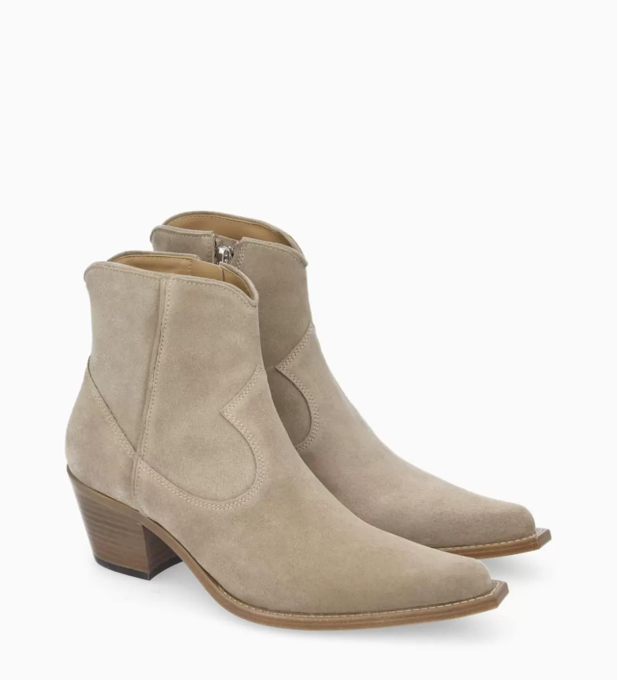 FREE LANCE Paris Bottine western zippée à talon - Sadie 50 - Cuir velours -* Boots - Bottines | Boots - Bottines