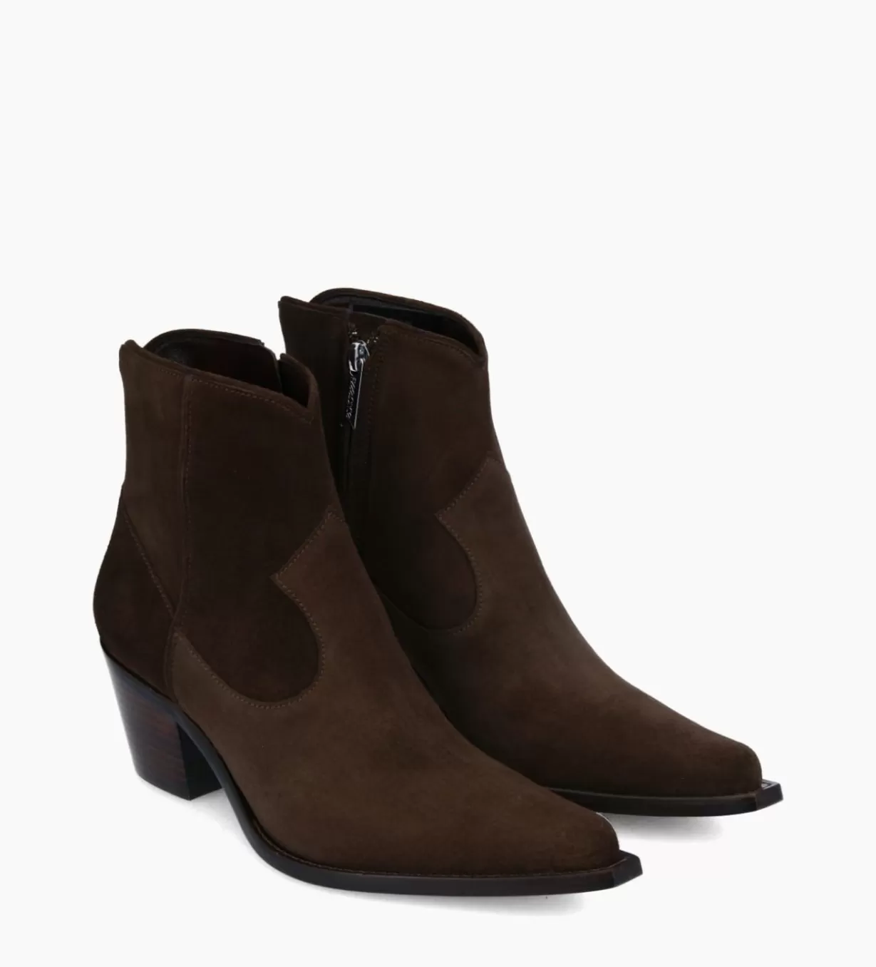 FREE LANCE Paris Bottine western zippée à talon - Sadie 50 - Cuir velours - Marron foncé* Boots - Bottines | Boots - Bottines