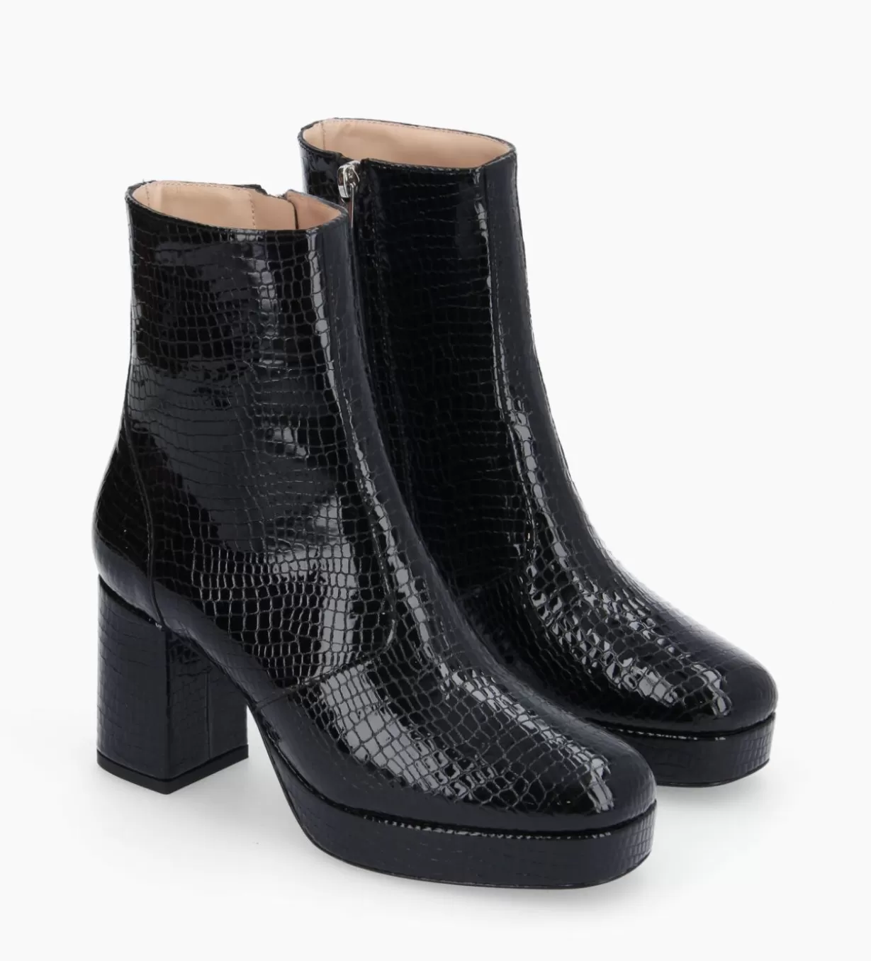 FREE LANCE Paris Bottine zippée - Carlotta - Cuir verni imprimé serpent -* Boots - Bottines