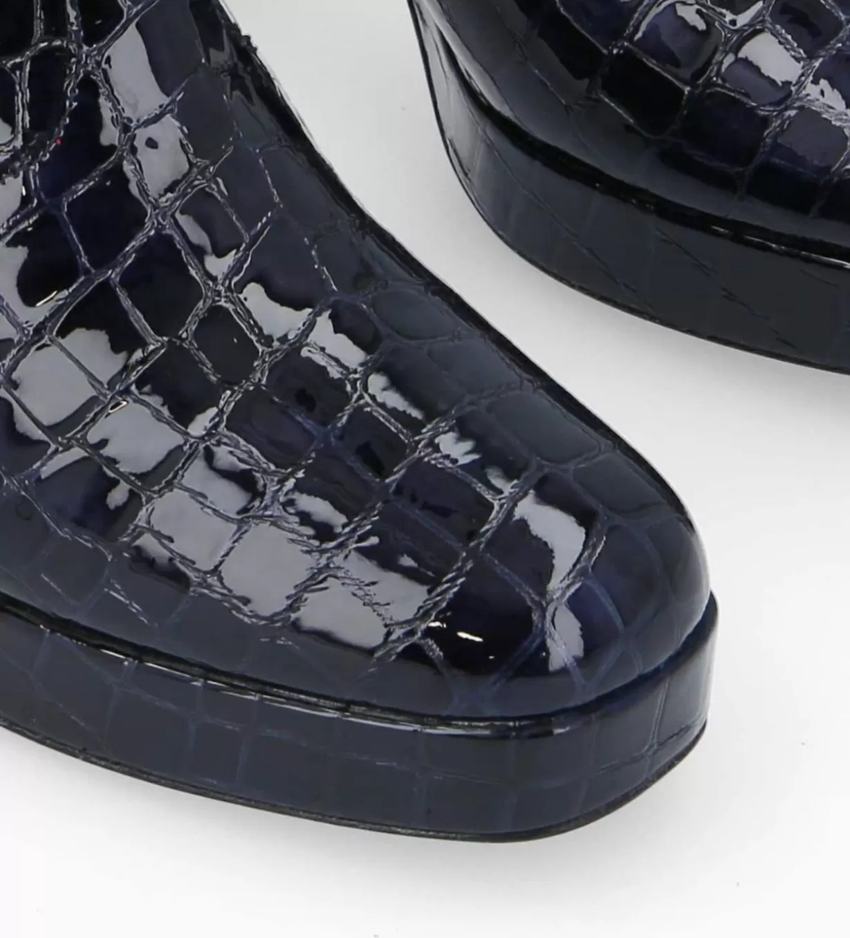FREE LANCE Paris Bottine zippée à talon - Carlotta 70 - Cuir imprimé crocodile verni - Bleu nuit* Boots - Bottines