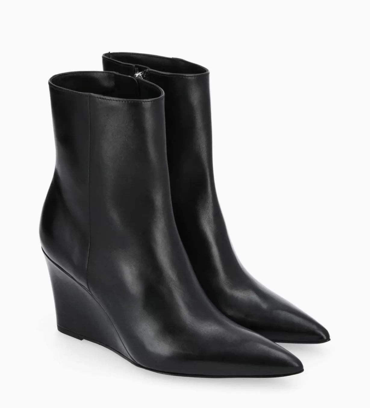 FREE LANCE Paris Bottine zippée à talon compensé - Florence 70 - Cuir de veau lisse brillant -* Boots - Bottines