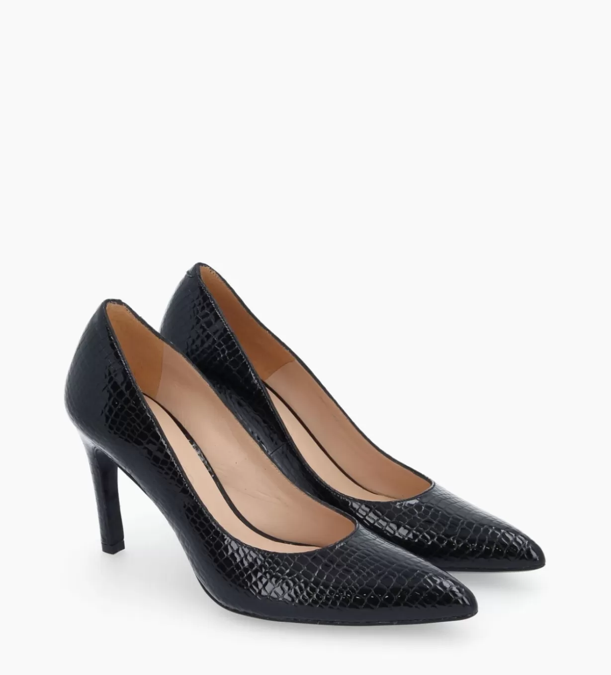 FREE LANCE Paris Escarpin à bout pointu - Forel 70 - Cuir verni imprimé serpent -* Escarpins
