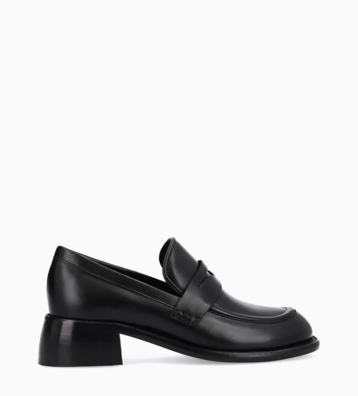 FREE LANCE Paris Mocassin à talon à bout carré - Anaïs 50 - Cuir de veau lisse brillant-* Mocassins - Escarpins | Mocassins
