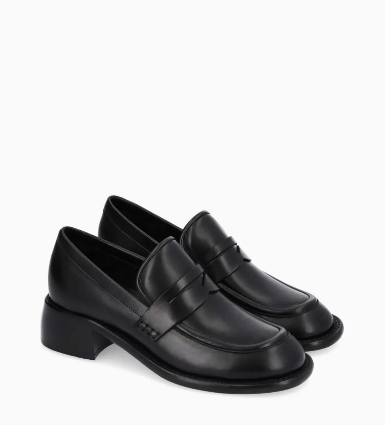 FREE LANCE Paris Mocassin à talon à bout carré - Anaïs 50 - Cuir de veau lisse brillant-* Mocassins - Escarpins | Mocassins