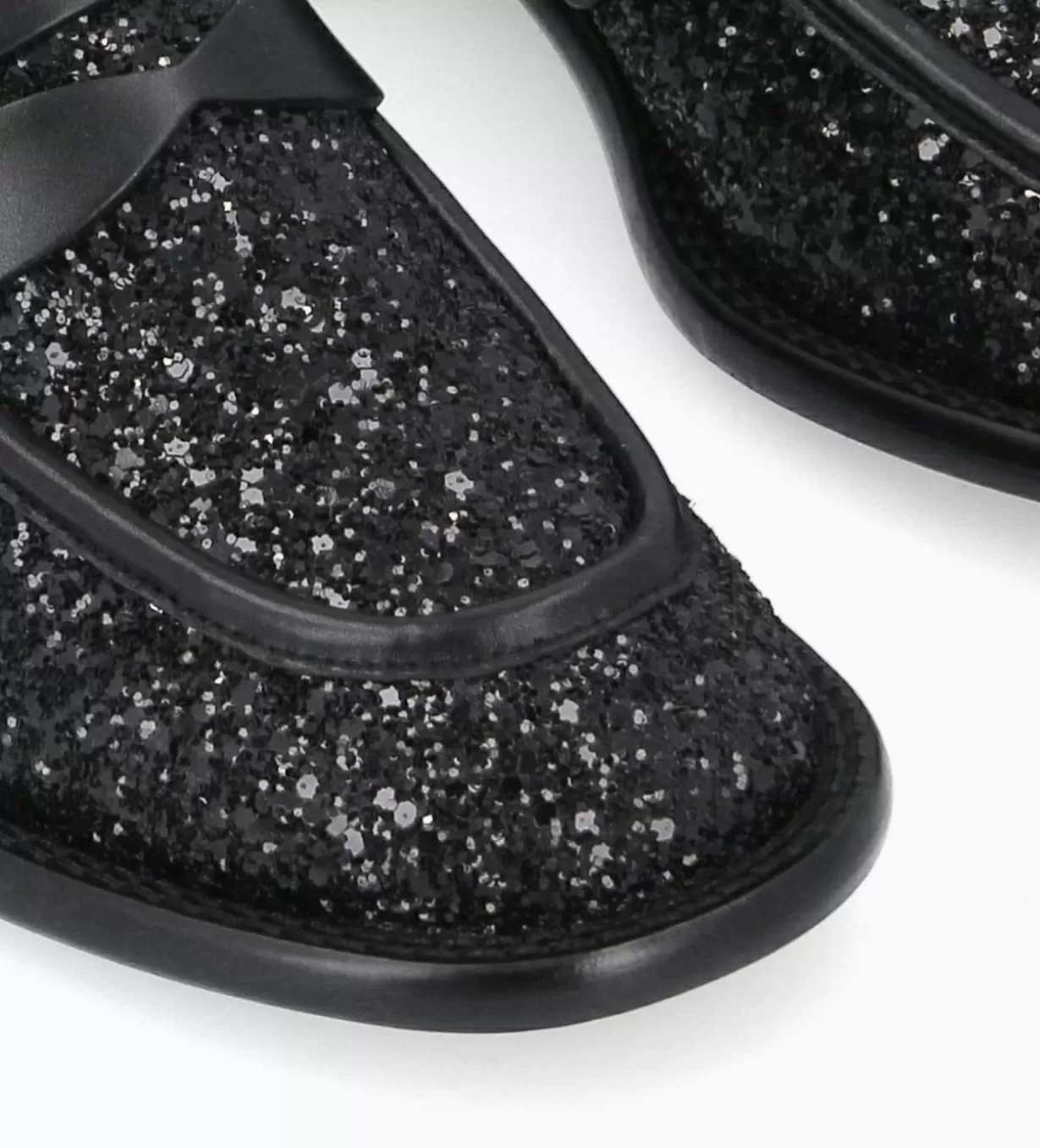 FREE LANCE Paris Mocassin à talon à bout carré - Anaïs 50 - Toile pailletée/Cuir de veau -* Mocassins - Escarpins | Mocassins